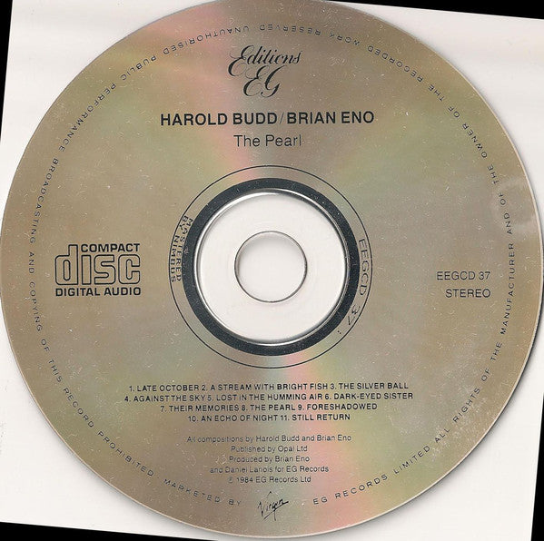 Harold Budd / Brian Eno With Daniel Lanois : The Pearl (CD, Album, RE)