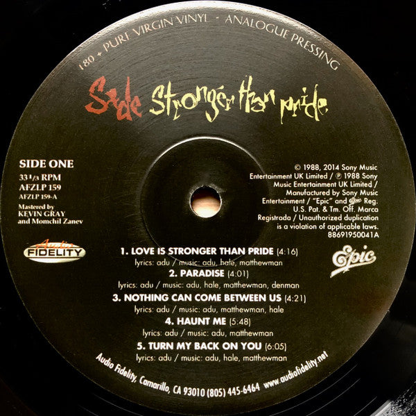 Sade : Stronger Than Pride (LP, Album, Ltd, Num, RE, RM, Gat)