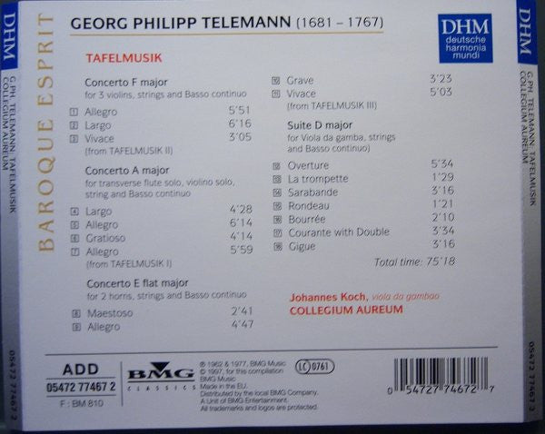 Georg Philipp Telemann, Collegium Aureum, Johannes Koch : Concertos From "Tafelmusik" (CD, Comp)