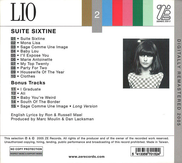 Lio : Suite Sixtine (CD, Album, RE, RM)