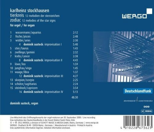Karlheinz Stockhausen - Dominik Susteck : Tierkreis | Zodiac (CD)