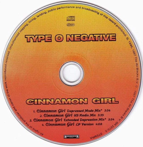 Type O Negative : Cinnamon Girl (CD, Single)
