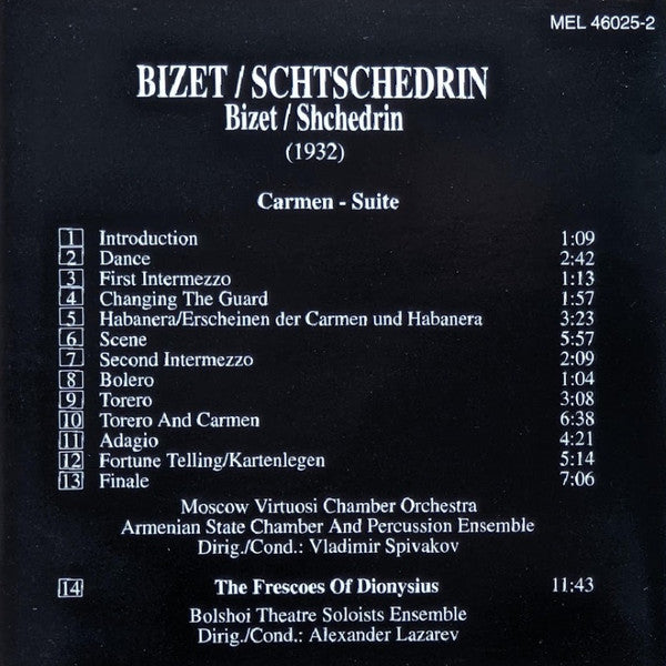 Bizet* / Schtschedrin* - Moscow Virtuosi Chamber Orchestra*, Vladimir Spivakov : Carmen - Suite (CD, Comp)