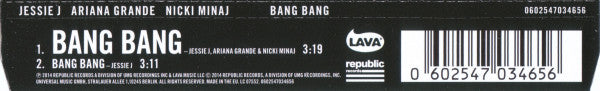 Jessie J, Ariana Grande, Nicki Minaj : Bang Bang (CD, Single)