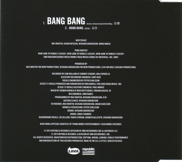 Jessie J, Ariana Grande, Nicki Minaj : Bang Bang (CD, Single)