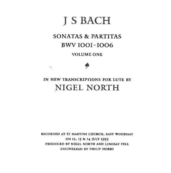 Nigel North, Johann Sebastian Bach : Bach On The Lute (Volume 1) (CD, Album)