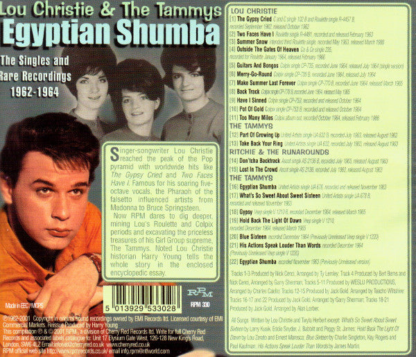 Lou Christie &amp; The Tammys : Egyptian Shumba (The Singles And Rare Recordings 1962-1964) (CD, Comp, RM)