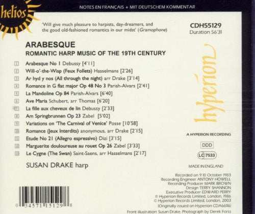 Susan Drake : Arabesque (Romantic Harp Music Of The 19th Century) (CD, Album, RE)
