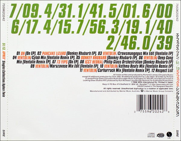 Aphex Twin : 51/13 Aphex Singles Collection (CD, Comp)