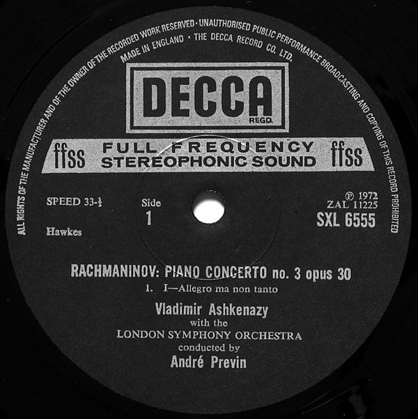 Rachmaninov*, Vladimir Ashkenazy, London Symphony Orchestra, André Previn : Piano Concerto No.3 (LP)