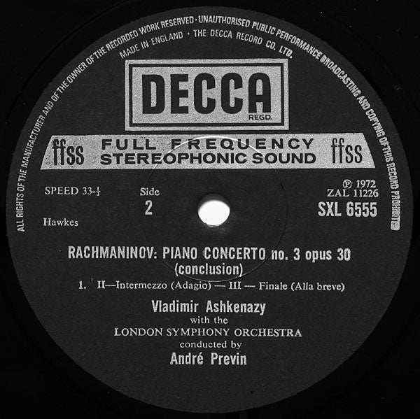 Rachmaninov*, Vladimir Ashkenazy, London Symphony Orchestra, André Previn : Piano Concerto No.3 (LP)