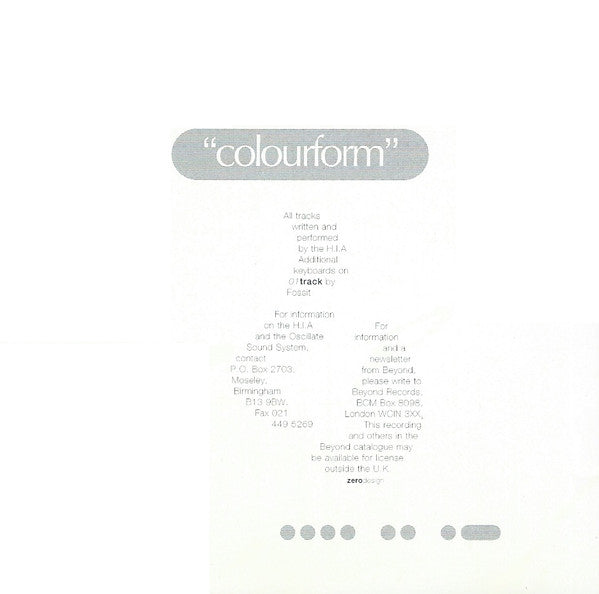 The Higher Intelligence Agency : Colourform (CD, Album, P/Mixed)