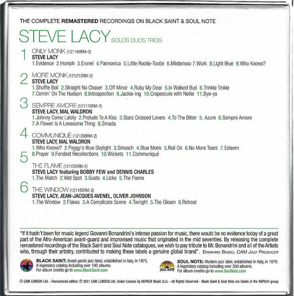 Steve Lacy : The Complete Remastered Recordings On Black Saint &amp; Soul Note. Solos Duos Trios. (6xCD, Album, RE, RM + Box, Comp)
