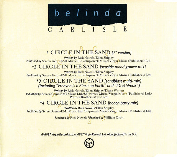 Belinda Carlisle : Circle In The Sand (CD, Single)