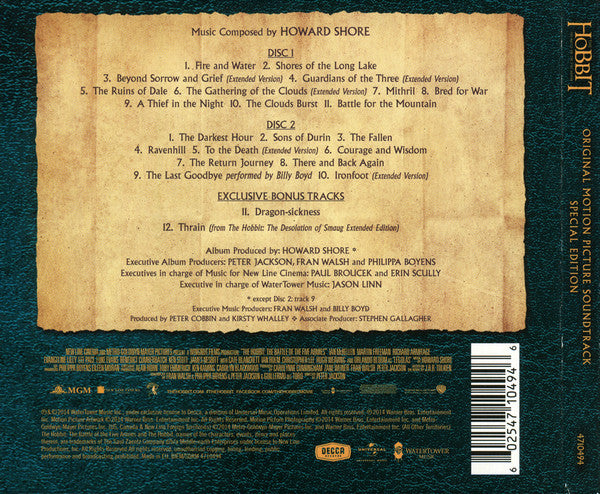 Howard Shore : The Hobbit: The Battle Of The Five Armies (Original Motion Picture Soundtrack) (2xCD, Album, S/Edition, Dig)
