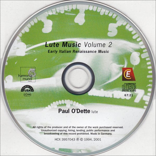 Paul O'Dette : Lute Music, Volume 2 (CD, Album, RE)
