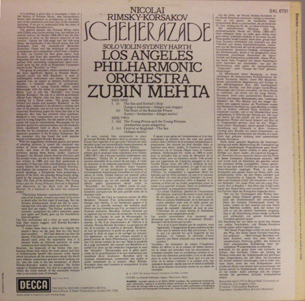 Rimsky-Korsakoff* / Mehta*, The Los Angeles Philharmonic Orchestra* : Scheherazade (LP, Album)