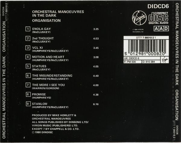 Orchestral Manoeuvres In The Dark : Organisation (CD, Album, RE)