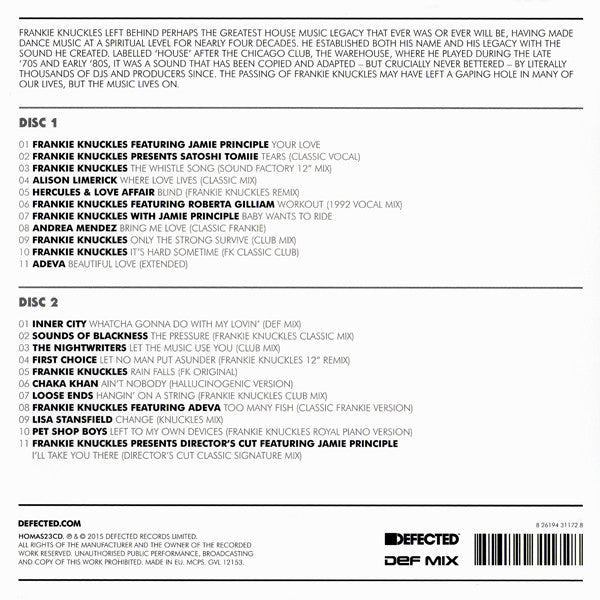 Frankie Knuckles : House Masters (2xCD, Comp)