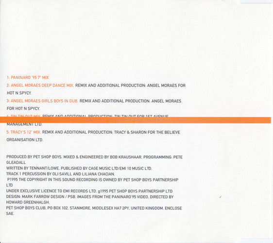 Pet Shop Boys : Paninaro '95 (The Remixes) (CD, Maxi)
