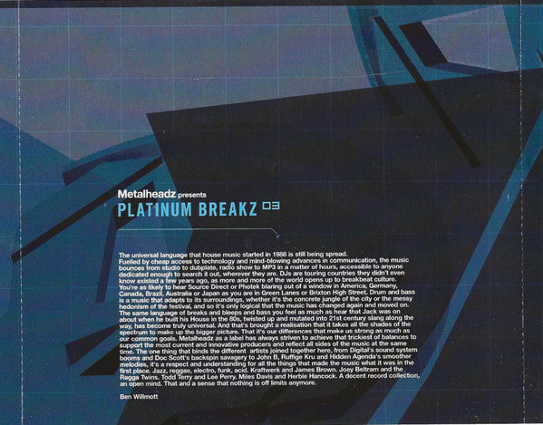 Various : Metalheadz Presents Platinum Breakz 03 (CD, Comp)