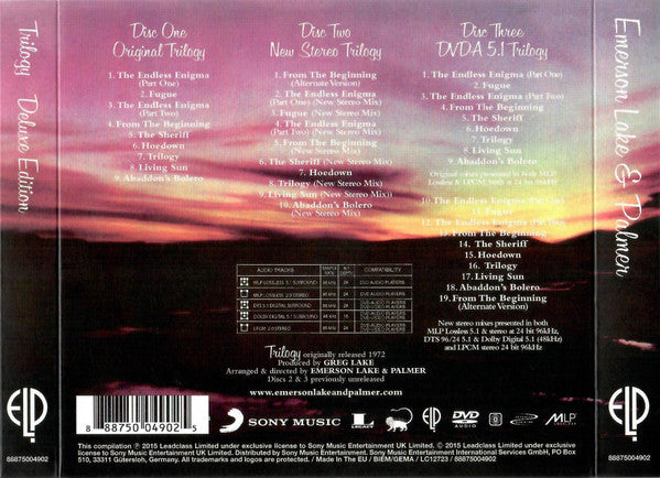 Emerson, Lake &amp; Palmer : Trilogy (CD, Album, RE, RM + CD, Album, Rem + DVD-A, Album,)