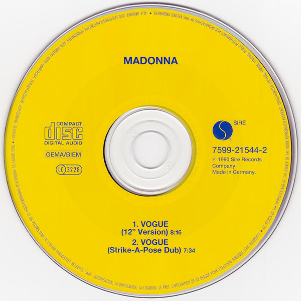 Madonna : Vogue (CD, Single, RE)