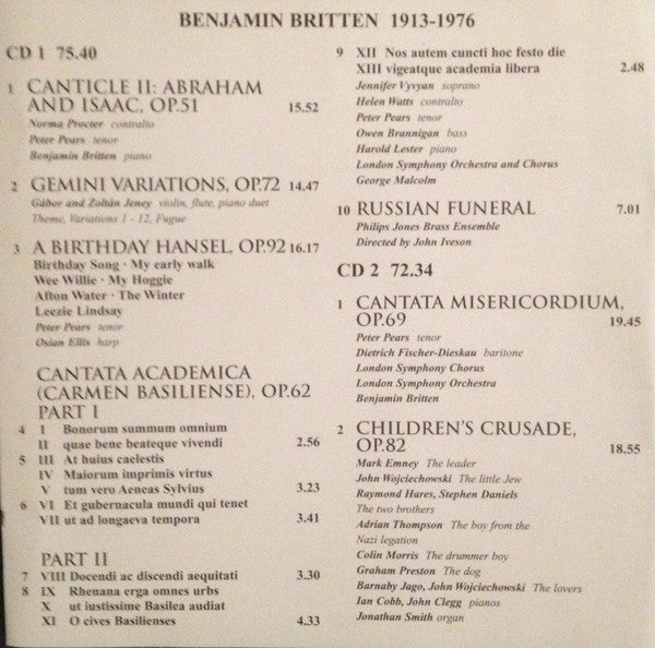 Benjamin Britten : The Rarities (2xCD, Comp)