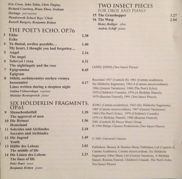 Benjamin Britten : The Rarities (2xCD, Comp)