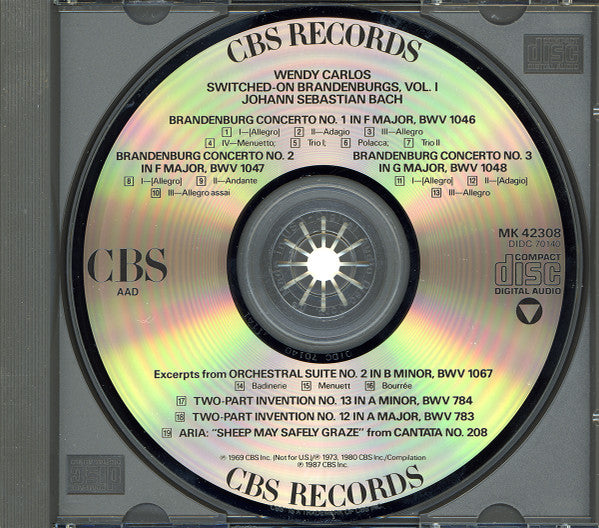 Wendy Carlos : Switched-On Brandenburgs, Vol. I (CD, Album, RE)