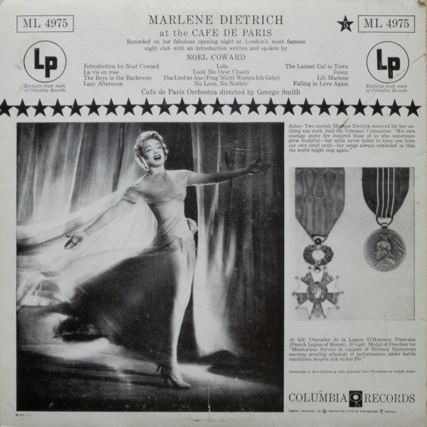 Noel Coward* Introduces Marlene Dietrich : At The Cafe De Paris (LP, Album)