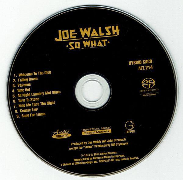Joe Walsh : So What (SACD, Hybrid, Album, Ltd, Num, RE, RM)