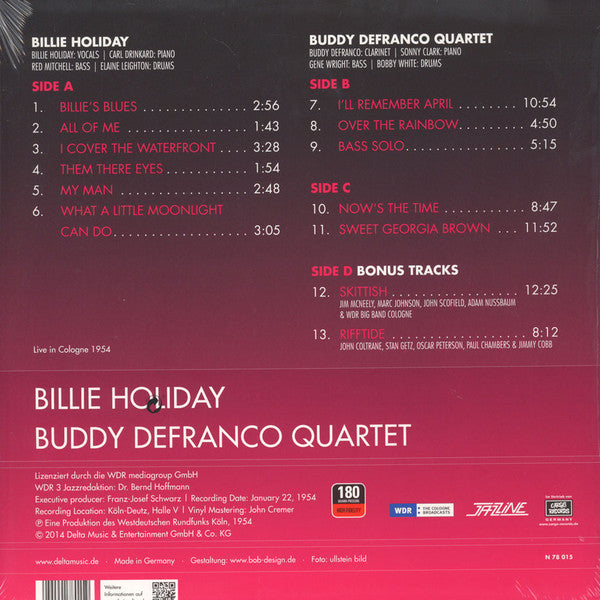Billie Holiday, Buddy DeFranco Quartet : Live In Cologne 1954 (2xLP, Album, RM, 180)