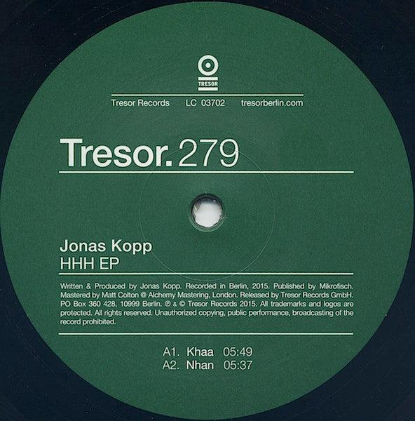Jonas Kopp : HHH EP (12", EP)