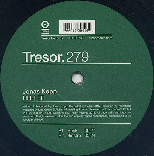 Jonas Kopp : HHH EP (12", EP)