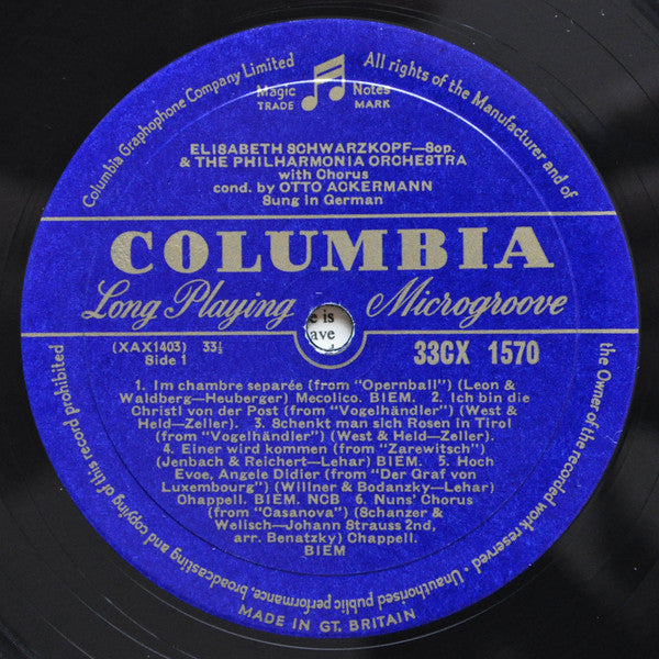 Elisabeth Schwarzkopf / Philharmonia Chorus &amp; Orchestra* Conducted By Otto Ackermann : Elisabeth Schwarzkopf Sings Operetta (LP, Mono)