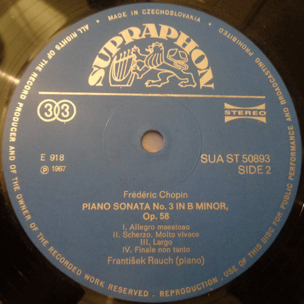 Chopin*, František Rauch : Piano Sonatas Nos. 2 And 3 (LP)