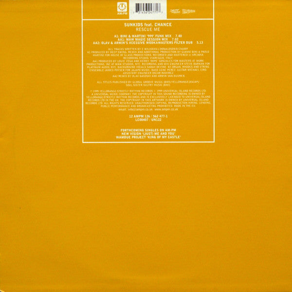 Sunkids Feat Chance : Rescue Me (12&quot;)