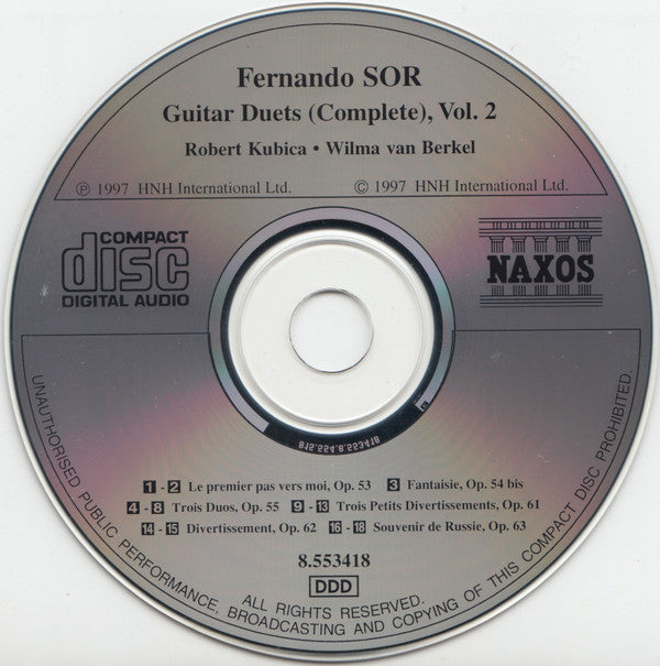 Sor* - Robert Kubica • Wilma van Berkel : Guitar Duets (Complete), Vol. 2 (CD, Album)