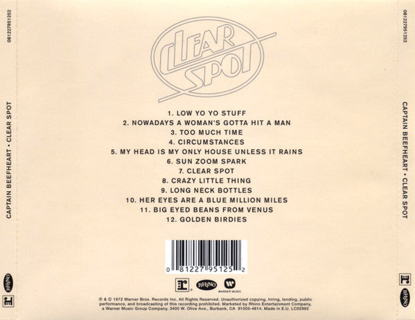 Captain Beefheart And The Magic Band : Clear Spot (CD, Album, RE)