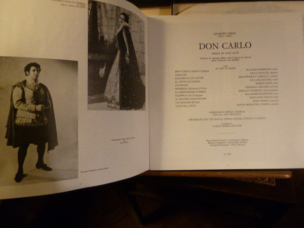 Giuseppe Verdi &#39; Placido Domingo &#39; Montserrat Caballé &#39; Ruggero Raimondi &#39; Shirley Verrett &#39; Sherrill Milnes &#39; Giovanni Foiani &#39; Simon Estes - The Ambrosian Opera Chorus &amp; Orchestra Of The Royal Opera House, Covent Garden : Carlo Maria Giulini : Don Carlo (4xLP, RP + Box)