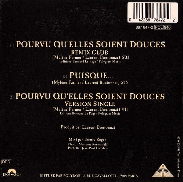 Mylène Farmer : Pourvu Qu&#39;Elles Soient Douces (CD, Maxi)