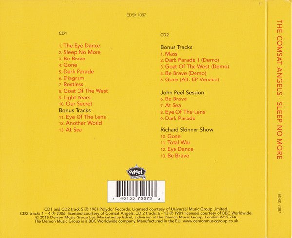 The Comsat Angels : Sleep No More (2xCD, Album, Dlx, RE, RM, Dig)