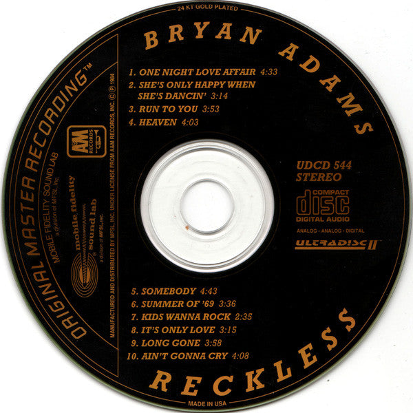 Bryan Adams : Reckless (CD, Album, Ltd, RE, RM)