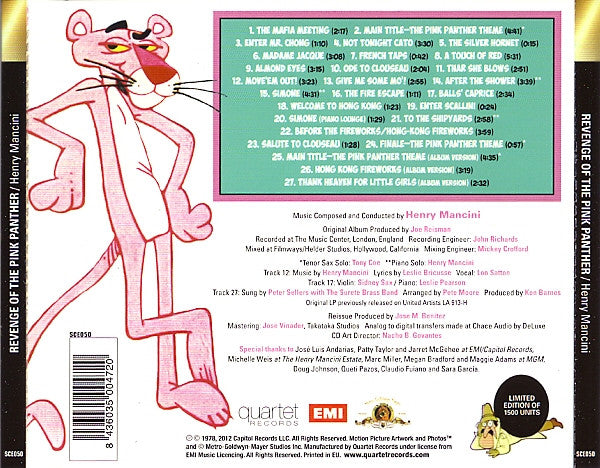 Henry Mancini : Revenge Of The Pink Panther (Original Motion Picture Soundtrack) (CD, Album, Ltd, RE, RM)