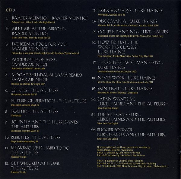 Luke Haines, Baader Meinhof and The Auteurs : Luke Haines Is Dead (3xCD, Album, Comp)