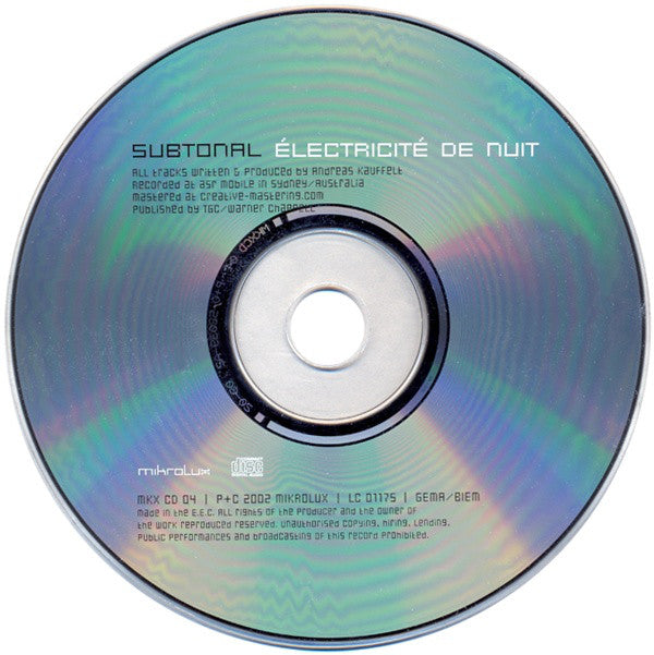 Subtonal : Électricité De Nuit (CD, Album)