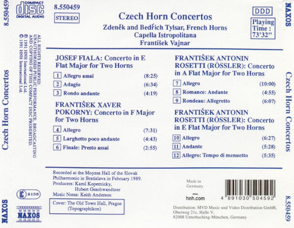 Fiala*, Pokorny*, Rosetti*, Zdeněk Tylšar, Bedřich Tylšar, Capella Istropolitana, František Vajnar : Czech Horn Concertos (CD)