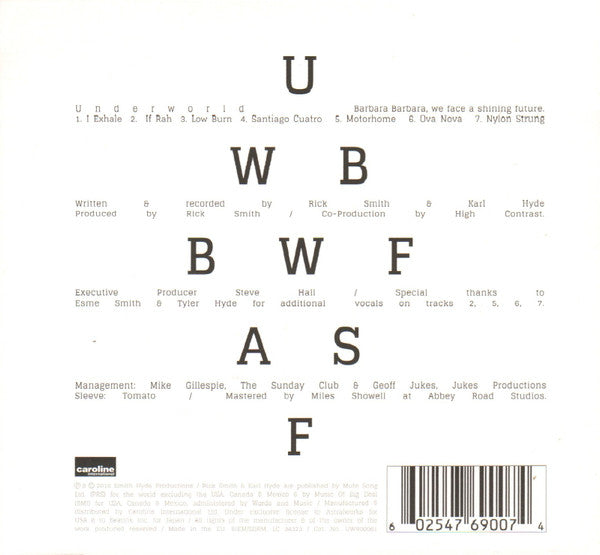 Underworld : Barbara Barbara, We Face A Shining Future (CD, Album)