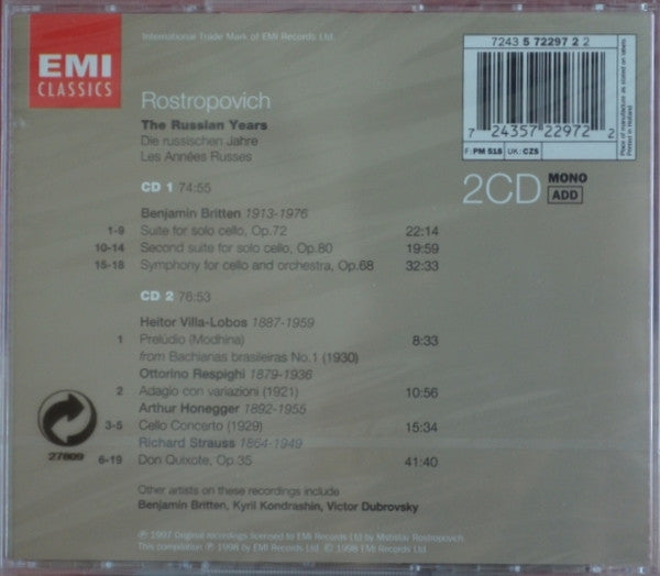 Mstislav Rostropovich : The Russian Years (4) (2xCD, Album, Mono)